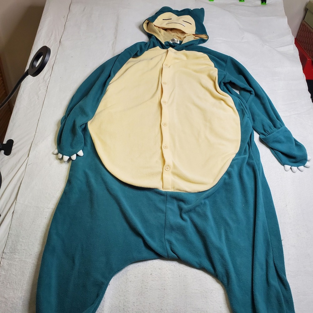 Pokemon Unisex Snorlax Kigurumi Costume Teal Blue Fleece Pajamas One Size
